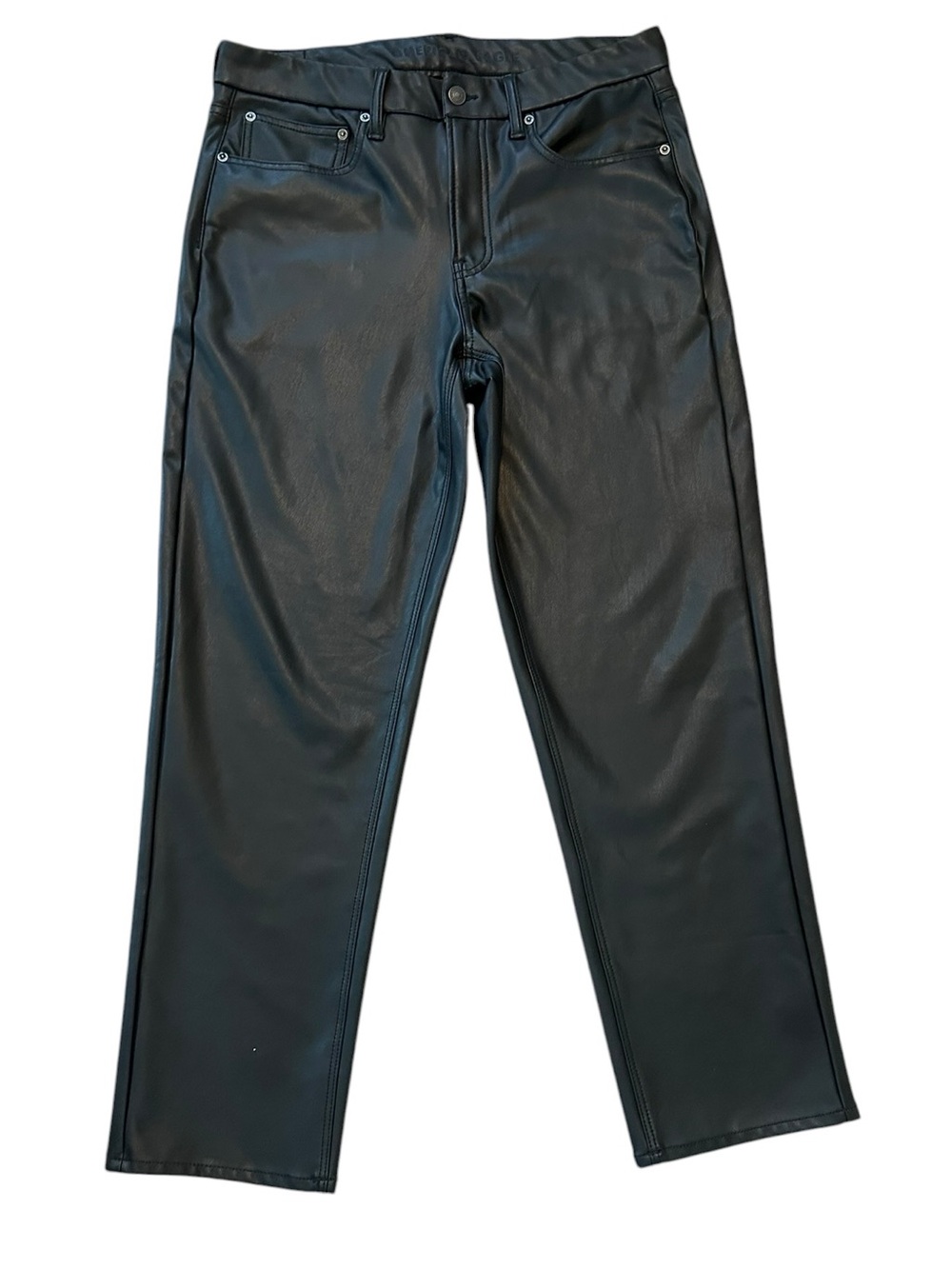 AMERICAN EAGLE 90’s Straight black faux leather pants size 12 regular